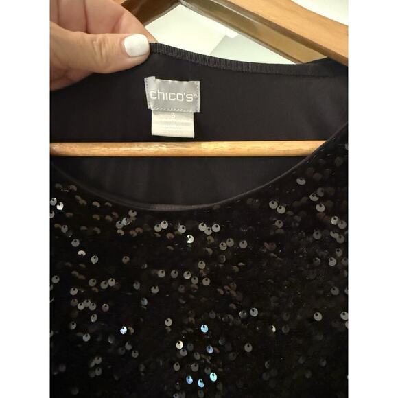 Chico’s NWT Size 3 Black Velvet Sequin Dress Retail Price $159 - Picture 7 of 10